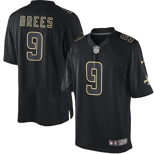 Men's Elite Drew Brees Nike Jersey Black - #9 Impact NFL New Orleans Saints